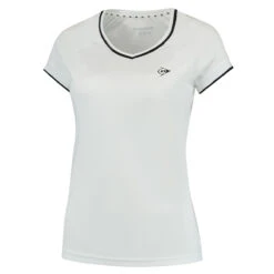 Dunlop Club Girls Crew Tee (White- Black)