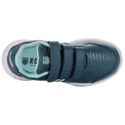K-Swiss Court Express Strap Omni Junior Tennis Shoes (Indian Teal/White/Aqua Splash)