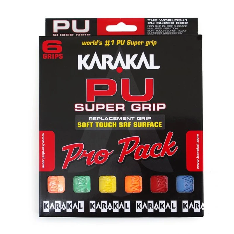 Karakal PU Super Grip Box Of 6 (Assorted Colours)