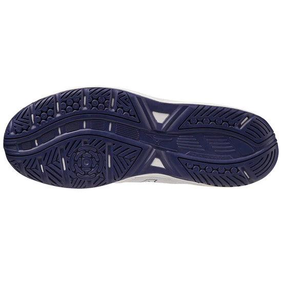 Mizuno Cyclone Speed 4 Court Shoes (White/Blue Ribbon/MP Gold) - Image 3