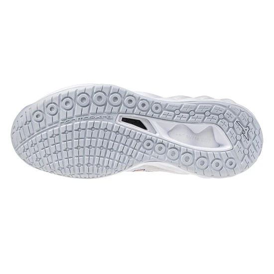 Mizuno Wave Luminous 2 Indoor Court Shoes (White/Navy Peony/Peach Parfait) - Image 2