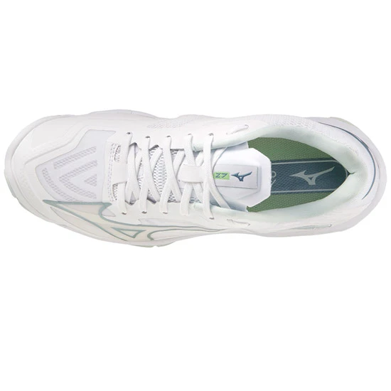 Mizuno Wave Lightning Z7 Womens Court Shoes (White/Glacial Ridge/Patina Green) - Image 2