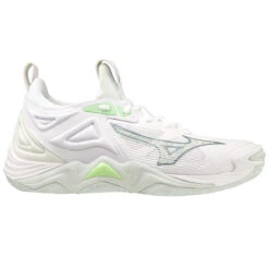Mizuno Wave Momentum 3 Womens Court Shoes (White/Glacial Ridge/Patina Green)