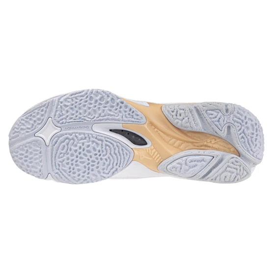 Mizuno Wave Lightning Z8 Womens Indoor Court Shoes (White/Navy Peony/Peach Parfait) - Image 2