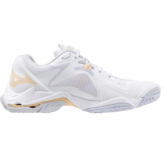 Mizuno Wave Lightning Z8 Womens Indoor Court Shoes (White/Navy Peony/Peach Parfait) - Image 3