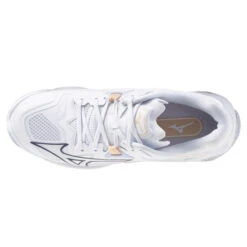 Mizuno Wave Lightning Z8 Womens Indoor Court Shoes (White/Navy Peony/Peach Parfait)