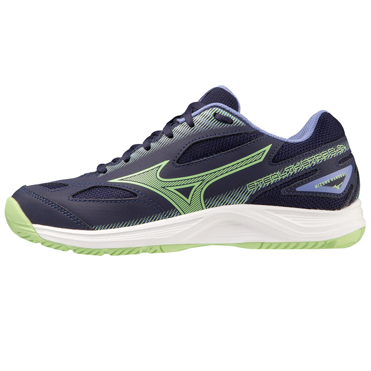 Mizuno Stealth Star 2 Junior Court Shoes (Evening Blue/Techno Green) - Image 3