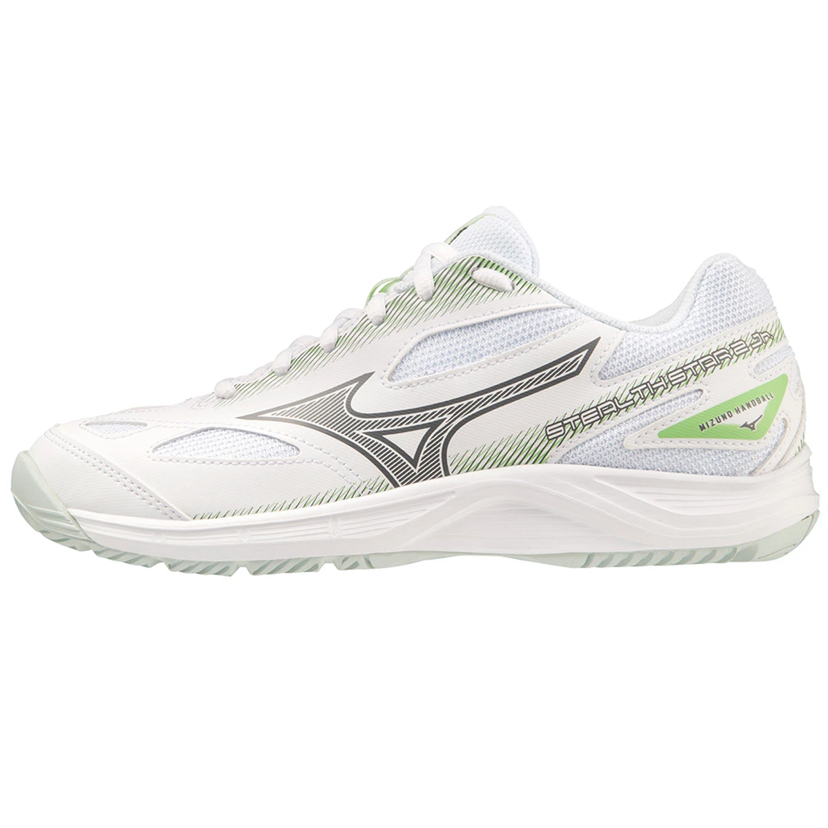 Mizuno Stealth Star 2 Junior Court Shoes (White/Glacial Ridge/Patina Green) - Image 3