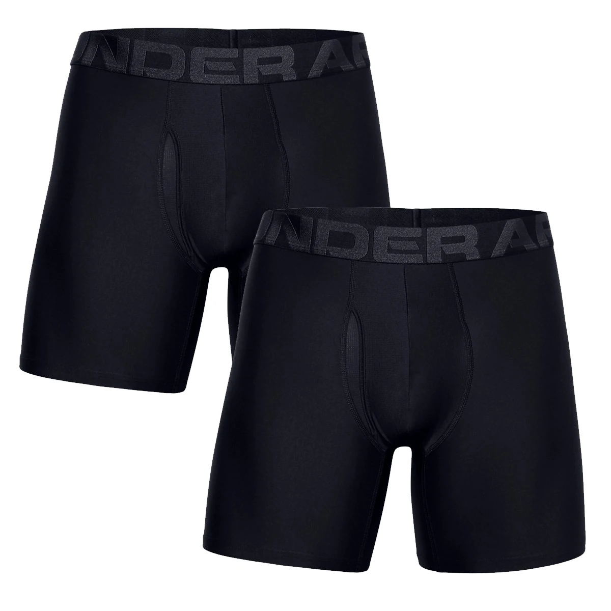 Under Armour Mens Tech 6" Boxerjock 2 Pack (Black) - Image 2