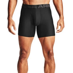 Under Armour Mens Tech 6" Boxerjock 2 Pack (Black)