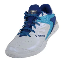 Victor P9200IIITD-55 AF Mens Badminton Shoes (Pearly White-Classic Blue)