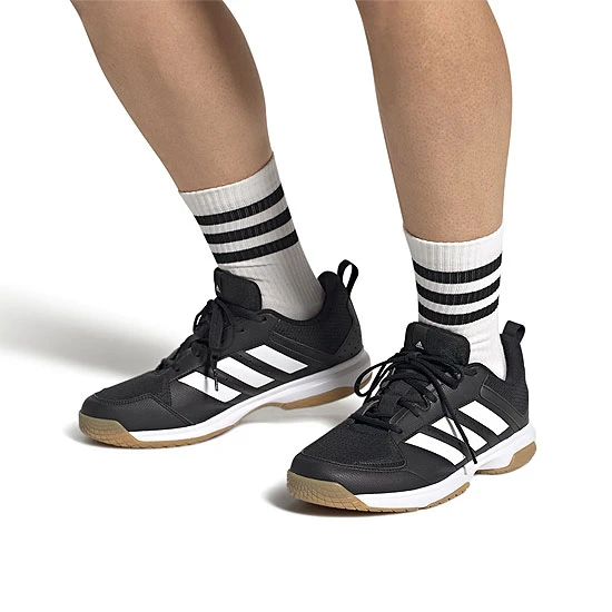 Adidas Ligra 7 Indoor Court Shoes (Core Black-White-Core Black) - Image 2