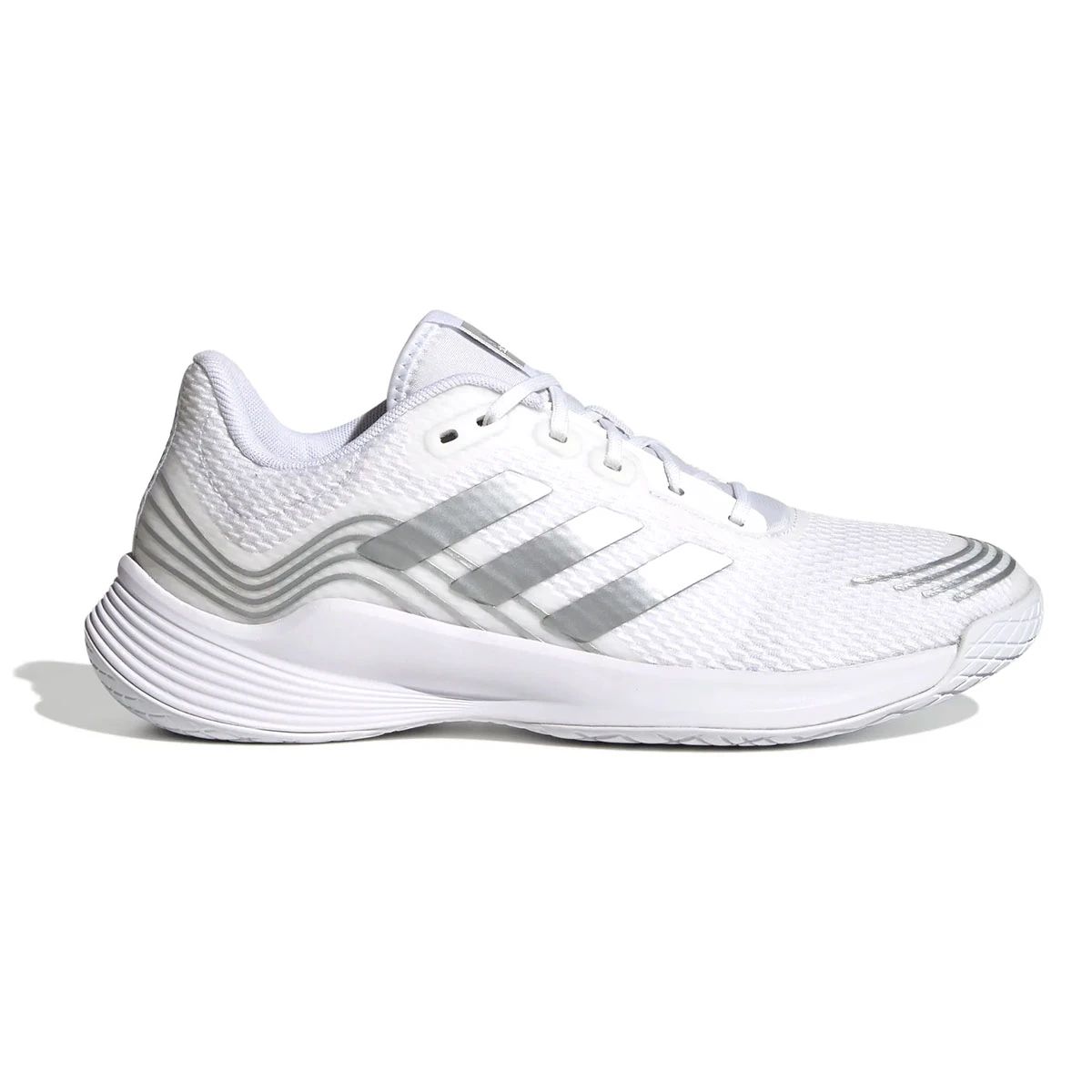 Adidas JUMP Novaflight Primegreen Womens Court Shoes (White-Silver Met-White) - Image 3