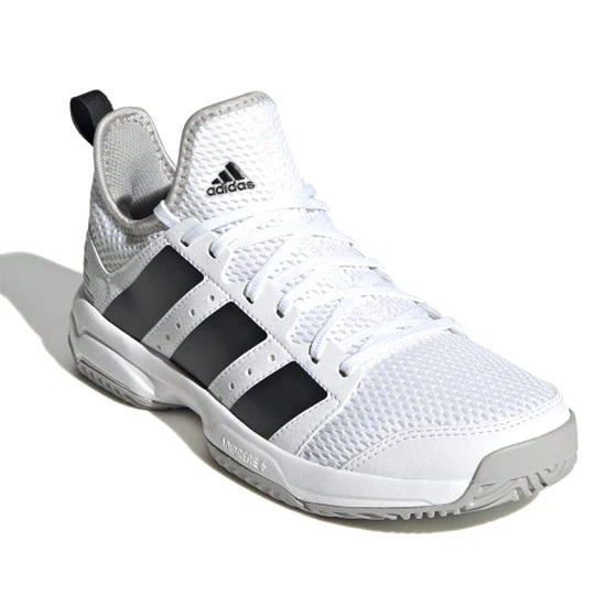 Adidas Stabil Junior Court Shoes (Ftwr White-Core Black-Grey Two) - Image 2